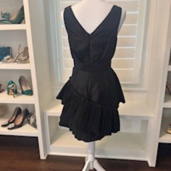 Black Pleated Tiered Cocktail Dress - Picture 4 of 6